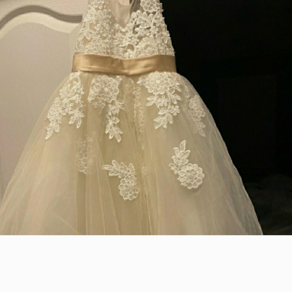 Elegant Cream Lace Kids Dress